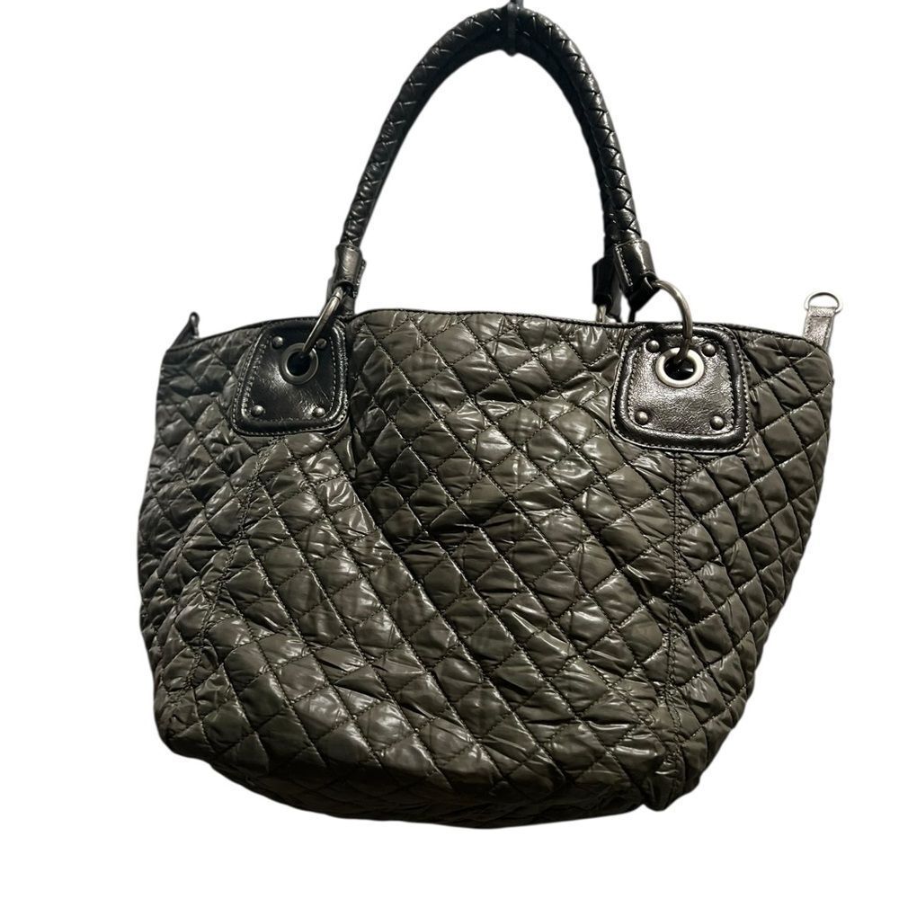 Shiraleah Quilted Olive Green Tote Shoulder Bag Lightweight Travel